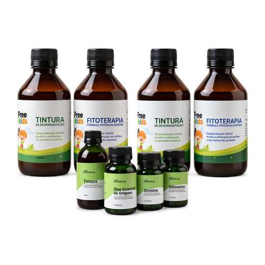 Kit Desparasitação Família VermeFree · 2 Adultos + 2 Crianças
