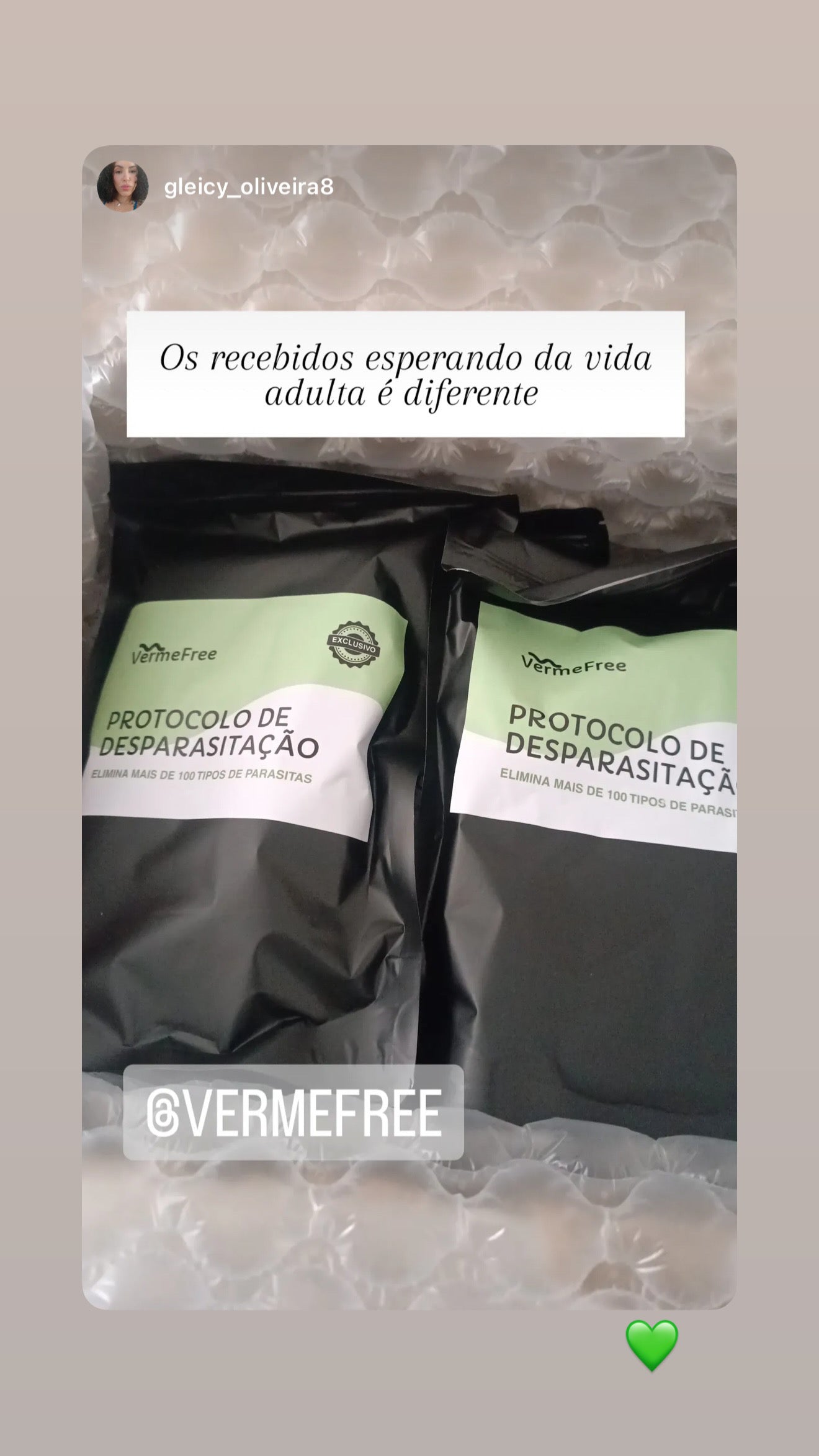 Cliente VermeFree compartilhando o protocolo
