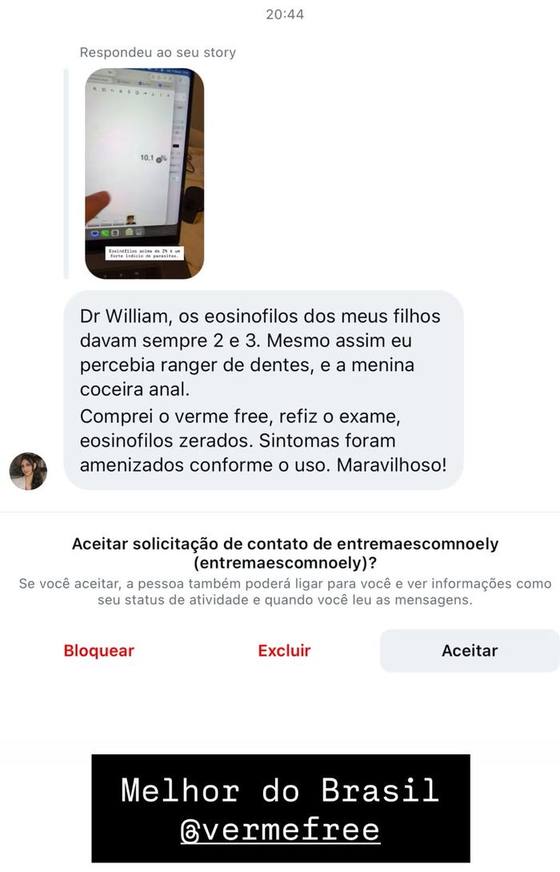 Relato de cliente sobre o protocolo VermeFree