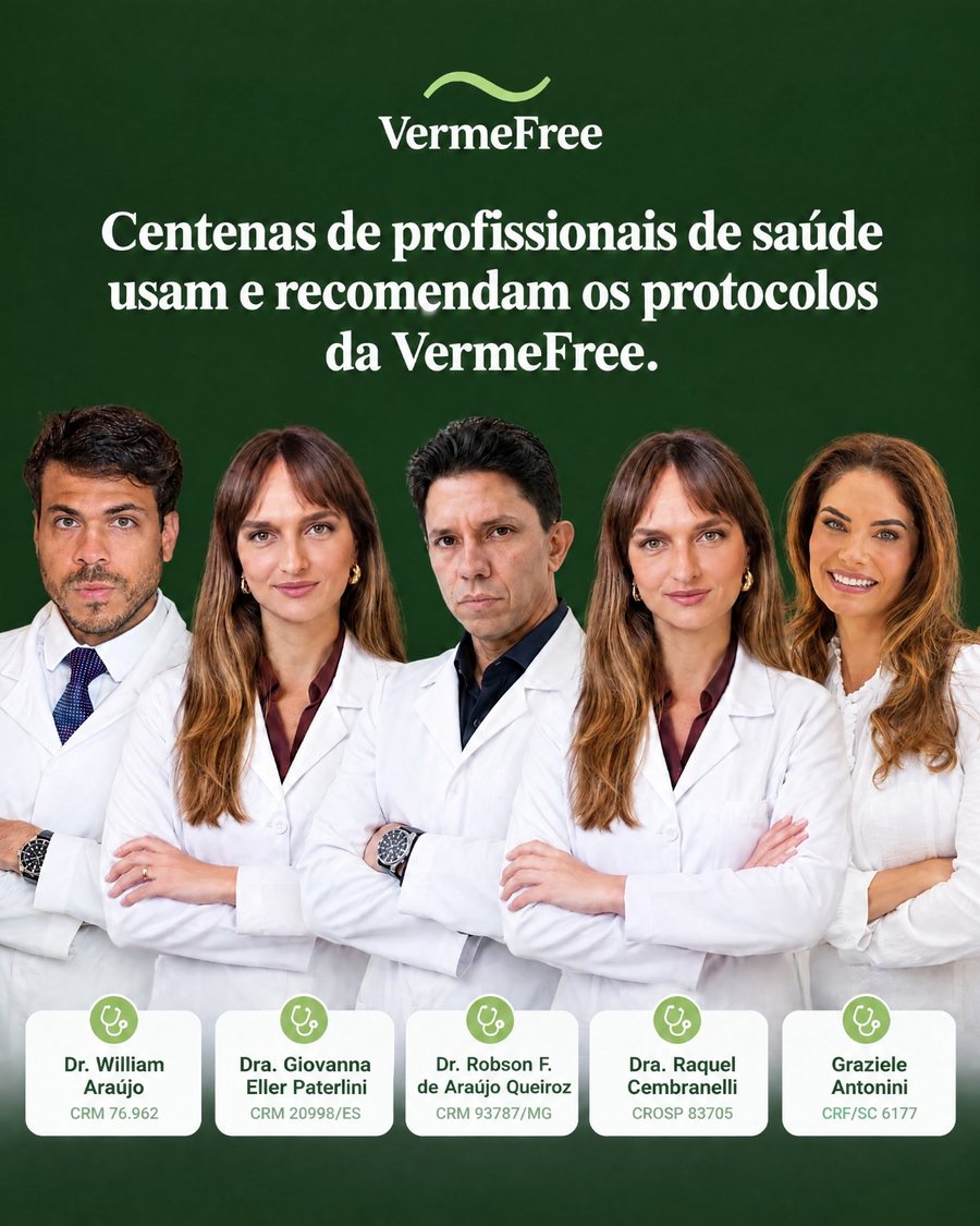 Dr. William Araujo (CRM 76.962), Dra. Giovanna Eller Paterlini (CRM 20998/ES), Dr. Robson F. de Araujo Queiroz (CRM 93787/MG), Dra. Raquel Cembranelli (CROSP 83705) e Graziele Antonini (CRF/SC 6177)